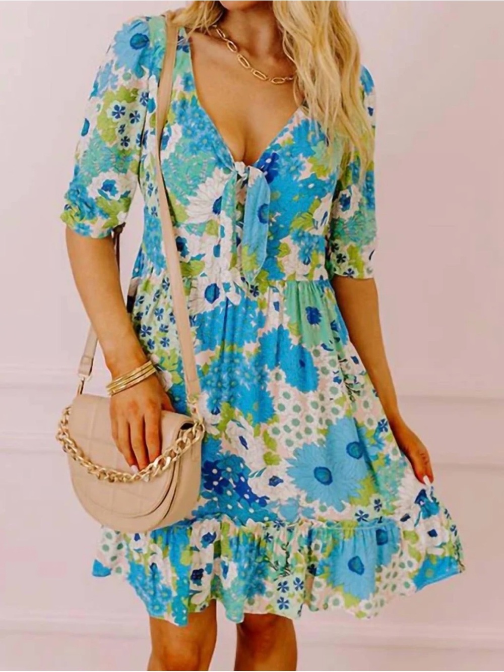 Lovestitch dress nwt floral blue size small